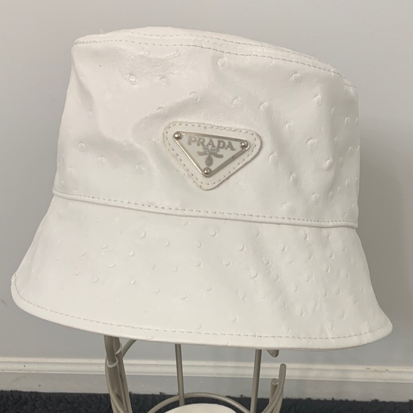 Prada White Embossed Bucket Hat - Picture 1 of 4